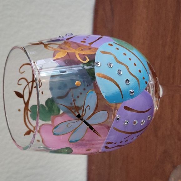 Set of Two Pier 1 Easter Rhinestone Wine Glasses - Picture 4 of 5